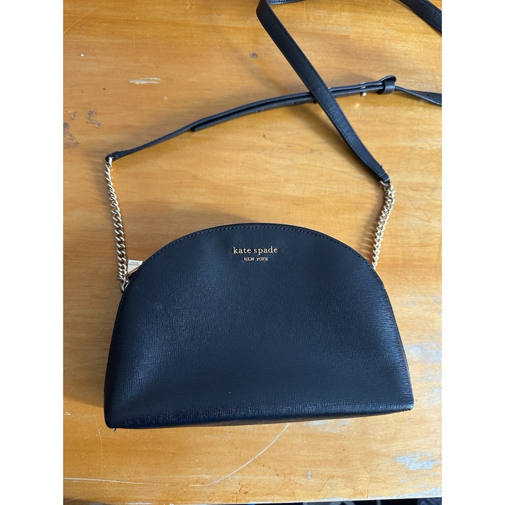 KATE SPADE NY Handbag Crossbody Sm Flap Saffiano Leather Chain Purse Black